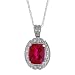 Necklace With 2.90ctw Diamonds and Created Ruby Crafted in White Gold Length 18in - Certificate Available.