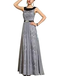 A-line Cocktail Floor Length Natural   Waistline Pleated Beaded Chiffon Round Neck One Shoulder Sleeveless Evening Dress/Homecoming Dress/Pageant Dress/Prom Dress/Party Dress/Wedding Dress 