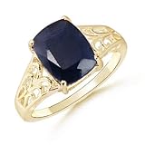 Cushion Sapphire Filigree Ring in 10k Yellow Gold