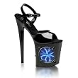 8 Inch Heel Sexy High Platform Shoes Black Sandals Ankle Straps Light Up Stripper Shoes