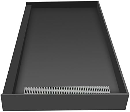 Tile Redi Single Curb Shower Pan With Right Trench Drain &amp; Polished Chrome Designer Grate, 34-Inch D x 60-Inch W