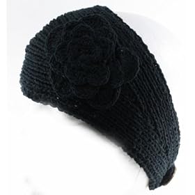 Buy 100% Handmade Thin Knit Flower Headband best for Ponytail Styling, Black by NYGIftStop Headband