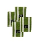 BAMBOO GREEN and WHITE RUGBY STRIPE COTTON DISH CLOTHS - 4 PACK by ECO-EOC