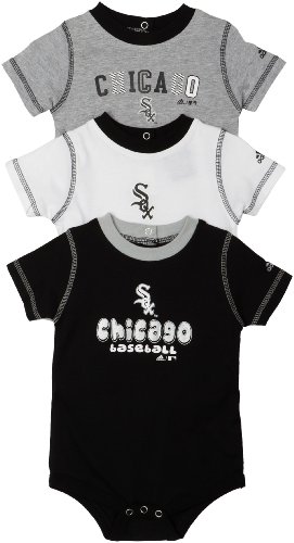 MLB Unisex Infant/Toddler Chicago White Sox 3-Piece Body Suit Set, White/Ash, Medium (3T)