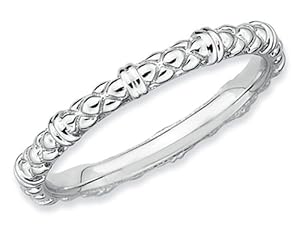 Stackable Expressions Sterling Silver Rhodium Cable Stackable Ring Size 10