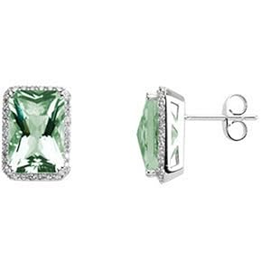 IceCarats Designer Jewelry Genuine Green Quartz And Diamond Earrings 14K White Gold