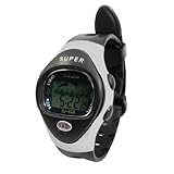 Adjustable Watchband Round Case Alarm Stopwatch Sport Wrist Watch Black for Lady