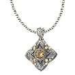 925 Silver & Citrine Ornate Flower Pendant with 18k Gold Accents