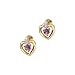 14K Yellow Gold 0.01 ct. Diamond and 3 MM Amethyst Heart Earrings