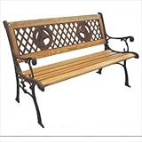 DC America SL677CO-BR Champions Park Bench, Cast Iron Frame and Hardwood Slats, Rust Resistant Bronze Finish