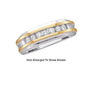 Nice Men's Genuine 2Tone Gold and 1/4Ctw. Diamond Band