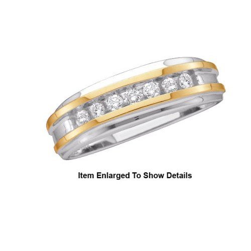 Nice Men's Genuine 2Tone Gold and 1/4Ctw. Diamond Band