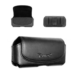 Fashionable Leather Large Size Pouch Protective Carrying Cell Phone Case Size for Apple iPhone 4 16GB 32GB / 3GS - 16GB 32GB 3G - 8GB (It will fit the cell phone already with a Rubber / Silicon Cover into this Leather case) - Black