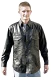 Mens Western Black Lambskin Leather Shirt - Leatherbull(Free U.S. Shipping)