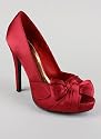 Pleated Satin Bow Peep Toe Heel