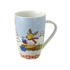 Mila 24008 Porzellan-Becher Wintermotiv Elch, im Geschenkkarton mit integrierter Spieluhr