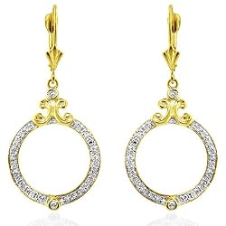 14K Yellow Gold 0.25 Carat Diamond Circle Earrings