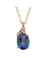 2.31 Ct Millenium Blue Mystic Quartz Diamond Rose Gold Plated Silver Pendant
