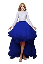 Cocktail High-Low-Hem Bateau Neck Organza Long Sleeves Evening Dress/Prom Dress/Party Dress/Wedding Dress 