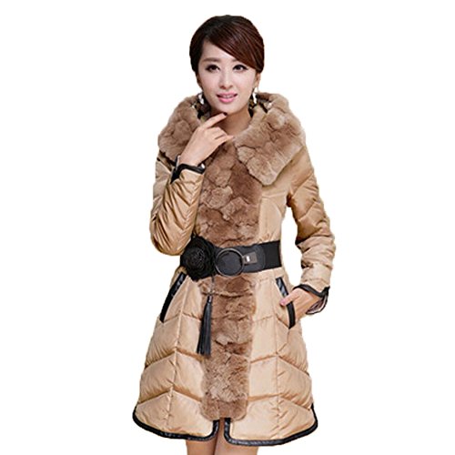 ワンース (Wansi) レディース 秋冬 ダウンジャケット たっぷりリアルラクーンファー ダウンコート リアルファー ダウン90% フェックファー付き ロング丈 ロングコート 防寒 コート