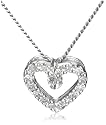 9ct White Gold Diamond Open Heart Pendant 18" Chain