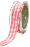 May Arts 7/8-Inch Wide Ribbon, Pink and Ivory Check