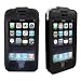 Premium iPhone 8GB/16GB Swivel Clip Leather Case - Black + Protective Screen Film + Car Charger - Black