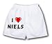 White Boxer Short with I Love Niels