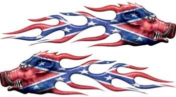 Leroy the Hog Custom Confederate Flag Flames