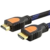 High Speed HDMI Cable M / M, 20 FT, Orange / Black Plug, Blue/Black Mesh