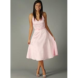 A-Line Halter Tea-Length Dress for Bridesmaid Formal Prom
