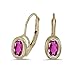 14k Yellow Gold Oval Pink Topaz Bezel Lever-back title=