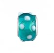 Pandora Style Charm Bead (Z271) Murano Style Lampwork Glass (13mm x 10mm) (fits Troll too) ~ Metallic Teal with White Dots