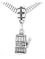 Sterling Silver Small Casino Style Slot Machine Dangle Bead Charm
