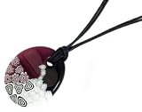 Sterling Silver Flower Design Murano Glass Pendant w/ Black Cord, 19