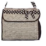 Diaper Bag - Black & White Quilted Gingham Diaper Bag w/Polka Dot Trim