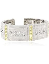 Judith Ripka "Estate" Wide Estate with Baguettes Cuff Bracelet