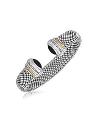 18K Yellow Gold and Sterling Silver Bangle with Black Onyx and Diamonds