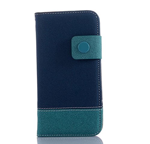 Business style Contrast Color Apple iPhone 6plus 5.5 Inches Hand Strap Wristlet Carrying Case Filio Flip Cover Magnent Closure Snowflake Print Pouch with Multiple ID Card Holders & Bulid in Stand (Dark Blue)