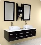 Fresca Bellezza Espresso Modern Bathroom Vanity w/Solid Oak Wood & Ceramic Sinks