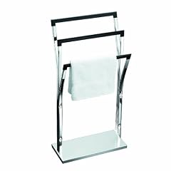 Axxentia Bad 282170 Handtuchhalter Nobless, verchromt, mit 3 Haltern aus Holz und schwerer Bodenplatte, hoch 89.5 cm