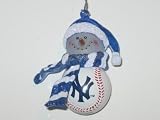 NEW YORK YANKEES 2.5" Striped Snowman with Scarf Home Run Baseball Christmas Ornament
