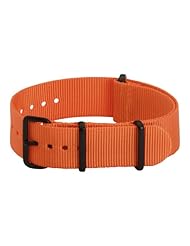 22mm Premium Classic PVD Nylon Solid Orange - Easily Interchangeable Replacement Military Watch Strap / Band - Fits All Watches!!!
