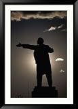 Statue of Lenin at Sunset, Bishkek City, Kyrgyzstan Framed Photographic Poster Print by Martin Moos, 33x45