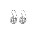 Sterling Silver Cut-Out and Etched Celtic Circle Drop Earrings