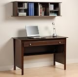 2pcs Computer Desk and Wall Hutch Bookcase - Espresso