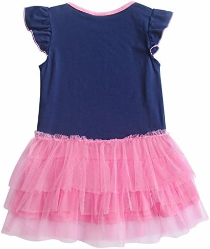 LENON Infant Baby Girl Cartoon Tutu Skirt Holiday Summer Dress Navy Blue+ Pink 4-5