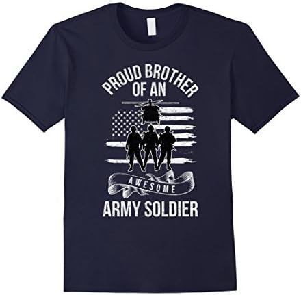 Men's Proud Brother Of An Awesome Army Solider T-shirt US Army Large Navy