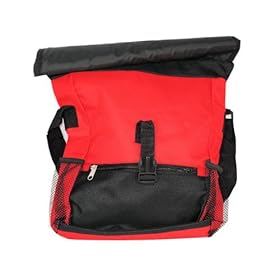  Red Vertical Messenger Bag Multi Purpose Compartments