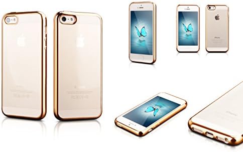 Apple iPhone SE Case, Newest 2016 Release, Premium Protection, Shock Absorbing Case Bumper, Clear Back Cover (Gold)